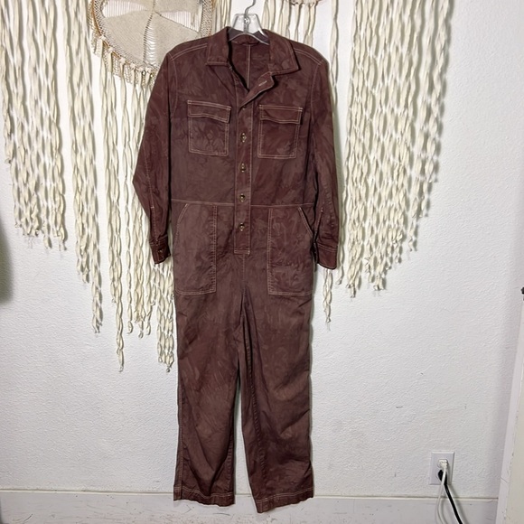 Everlane Cotton Blend Tie Dye Button Front Jumpsuit Size 2 - Picture 1 of 8